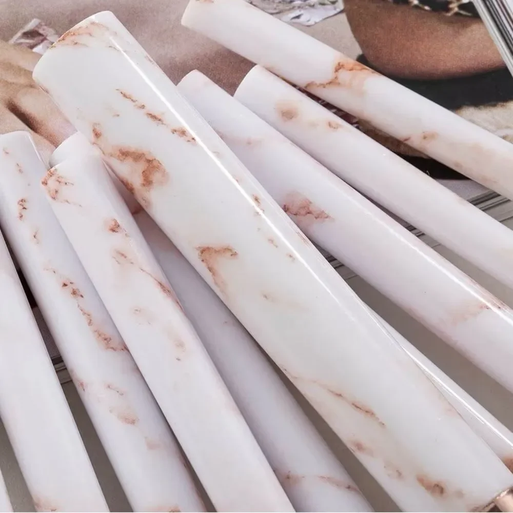New 15-Piece Marble Handle Makeup Brush Set in Pink and Rose Gold